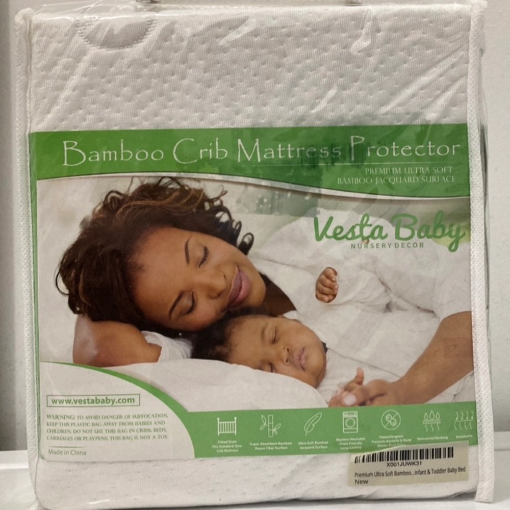 Vestal Baby Bamboo Crib Mattress Protector - White